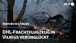 DHLFrachtflugzeug in Litauen abgestürzt  ein Toter  AFP [upl. by Amble]