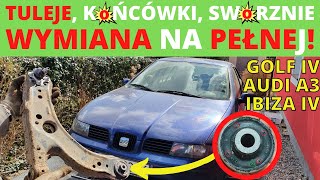 Wymiana tulei wahaczy na PEŁNE końcówek drążków sworzni wahaczy  Seat Toledo II Rzeźba pod domem [upl. by Duj664]