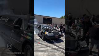 TWIN TURBO LIMO DOES MASSIVE BURNOUT twin turbo limo insane long funny dieselnation [upl. by Natfa]