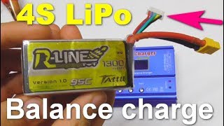 How to Balance Charge a 4S LiPo battery using iMax B6 charger Tattu RLine 1300mAh [upl. by Laufer]