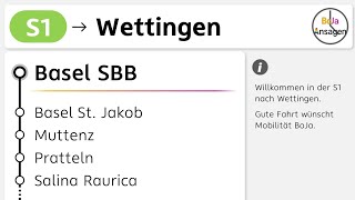 Mobilität BoJa Ansagen  S1 Basel SBB  Wettingen  BoJa Ansagen [upl. by Cimbura]