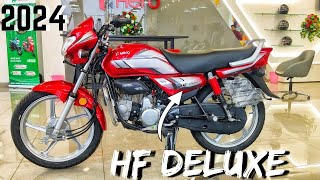 Hero Hf deluxe 2024 model red colour OBD2 E20 Bs7 fi new update price mileage review hfdeluxe [upl. by Aleciram519]