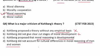 MCQS ON KOHLBERGS THEORY  CHILD DEVELOPMENT AND PEDAGOGY  CTET TET AND OTHER TEACHING EXAMS [upl. by Christmas]