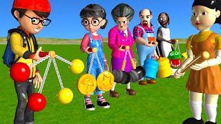 Scary Teacher 3D vs Squid Game Clackers Level Max 5 Times Challenge Miss T vs Nick and Tani Winning [upl. by Lawton]