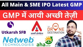 Netweb technologies IPO GMP  Utkarsh SFB IPO GMP  Drone destination IPO GMP  Asarfi IPO GMP [upl. by Eema]