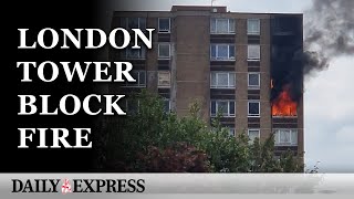 Catford fire 70 firefighters tackle blaze in London tower block [upl. by Ramahs59]