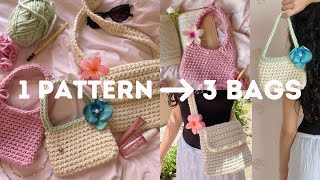 the ONLY crochet bag tutorial you need  easy 3in1 pattern for summer [upl. by Lunseth866]