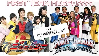 Ninja Steel vs Ninninger  First Team Morph Comparison [upl. by Aibat599]