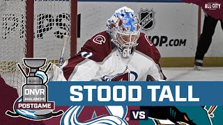 Justus Annunen holds the San Jose Sharks to one goal as Avalanche start road trip with a win [upl. by Ahsiuqram]