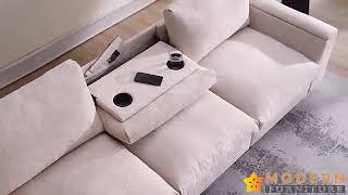 96quot  35quot Chenille Sectional Sofa with Bluetooth Speaker [upl. by Gazzo28]