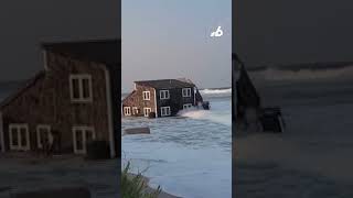 Video shows moment house collapses into the ocean after Hurricane Ernesto [upl. by Ahsian]