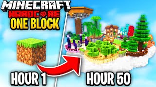 I Survived 50 Hours In ONE BLOCK SKYBLOCK In Minecraft Hardcore [upl. by Frendel559]