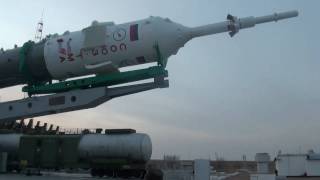 A closeup view of the Soyuz on the launch pad [upl. by Marbut]