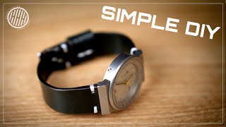 HANDMADE SIMPLE WATCH STRAP  LEATHERCRAFT DIY [upl. by Drarej]