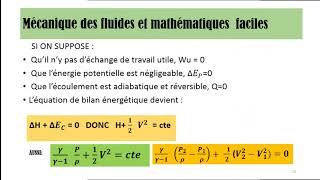 10 Mécanique des fluides et mathématiques faciles DYNAMIQUE DES FLUIDES COMPRESSIBLES [upl. by Anilejna]