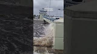 Matlacha Bridge  Hurricane Hele e florida tropicalcyclone pineisland hurricane waves storm [upl. by Onairot]