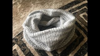 Tuto  Snood avec des aiguilles circulaires point jersey [upl. by Lamp902]