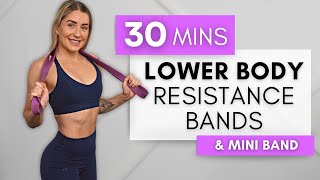 30 Min Lower Body Resistance Bands Workout  Beginner Friendly No Repeats [upl. by Baese]