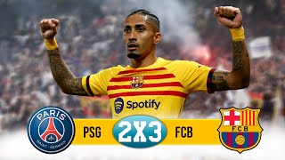 RAFINHA ILUMINADO MARCA 2 GOLS Barcelona 2 x 3 PSG na Champions League 2024  MELHORES MOMENTOS [upl. by Eisset]