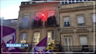 🔴 A Bordeaux les pompiers applaudis lors de la grève du 5 décembre [upl. by Lemmuela702]