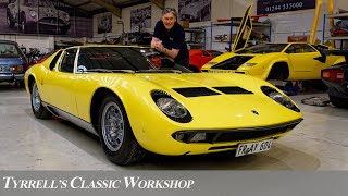 Black Forest Lamborghini Miura S Renaissance A Masterpiece in Motion  Tyrrells Classic Workshop [upl. by Sueaddaht168]