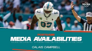 Calais Campbell meets with the media after JAXvsMIA  Miami Dolphins [upl. by Siletotsira355]