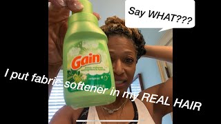 I used Fabric softener on my natural hair to get rid of fermented rice water smell [upl. by Khudari]