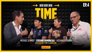 BOX BOX BOX  EP 4  Albon Domenicali and Michael Schmidt talk time in F1® [upl. by Eilarol634]