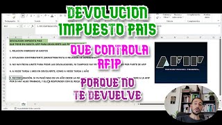 DEVOLUCION IMPUESTO PAIS QUE TIENE EN CUENTA AFIP PARA DEVOLVERTE LAS PERCEPCIONES [upl. by Rayham]