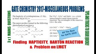 Finding HAPTICITY BARTON REACTION and Problem on LMCT GATE 2017 [upl. by Forbes]