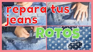 ARREGLA TUS PANTALONES ROTOS sashiko [upl. by Perkin317]