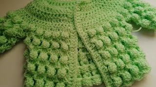 Pretty bobbles baby cardigan Part 1 the yoke by Crochet Nuts [upl. by Broeder]