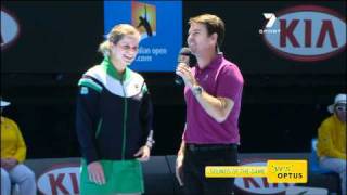 Kim Clijsters chided commentator Todd Woodbridge at the Australian Open [upl. by Fitalludba87]