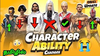 ALL CHARACTER ABILITY CHANGE 😭 FREEFIRE NEW CHARACTER SKILL DETAILS FREEFIRE CHARACTER ABILITY TAMIL [upl. by Dinin]