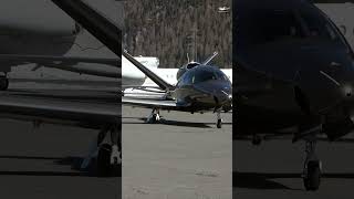 Cirrus SF50 Vision Jet TakeOff in the Swiss Alps aviation switzerland winterwonderland [upl. by Asiak62]