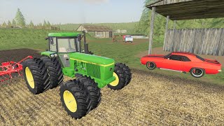 Our farm is in danger  Buying tractors and race car  Back in my day 38  Farming Simulator 19 [upl. by Imef632]