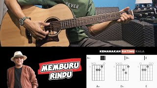 Memburu Rindu Hattan  Original Key A Minor Guitar Chord amp Lirik [upl. by Mehitable]