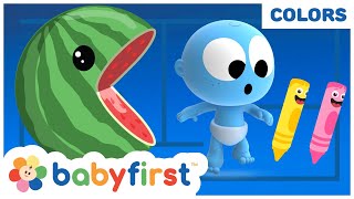 Pacman vs Color Crew amp GooGoo GaaGaa  Toddler Learning Video  Fruits Name for Kids  BabyFirst TV [upl. by Hsemin]