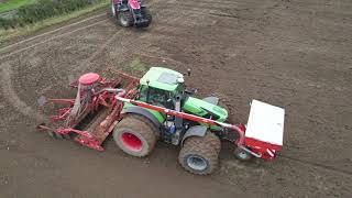 Deutz Fahr 7250 TTV Warrior fitted with a Kuhn TF1512 5metre one pass sower [upl. by Ysset]