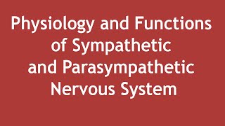 Physiology and Functions of Sympathetic and Parasympathetic Nervous System ENGLISH  Dr Shikha [upl. by Lorelie]