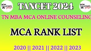 TANCET 2024  MCA RANK LIST  2020202120222023  MBA MCA ONLINE COUNSELING  talkingtamila [upl. by Yelir]