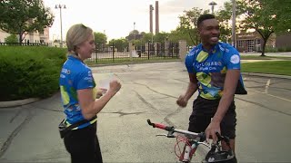 Familiar faces from WKYC take part in the VeloSano bike event in downtown Cleveland [upl. by Naesed]