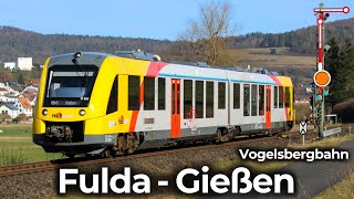 Vogelsbergbahn Fulda  Gießen  Führerstandsmitfahrt LINT 41  BR 2648 Hessische Landesbahn – RB45 [upl. by Drarrej937]