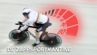 80 KM PER UUR OP EEN FIETS😱  De ZappsportKantine met Harrie Lavreysen [upl. by Nosnah597]