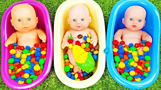 Satisfying Slime ❤️ MampMs amp Skittles So Relaxing Mixing Candy ASMR with Dinosaur in Rainbow Bathtubs2 [upl. by Einahteb]