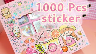 Unbox 1000 pcs stickers journal box 🎁 ASMR unboxing [upl. by Kenlee2]