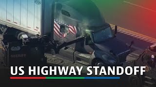 SWAT team in Texas tears open truck to arrest driver during highway standoff [upl. by Sokcin]