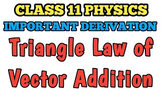 Derivation Triangle Law Of Vector Addition  Triangle Law  Vector derivation class11physics [upl. by Morehouse]