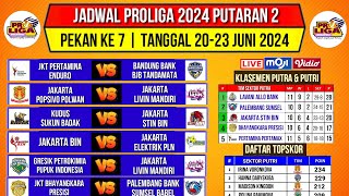 Jadwal Proliga 2024Jadwal Proliga Putaran 2 Pekan ke 7Update Klasemen amp Top skor Proliga 2024Live [upl. by Enialahs]