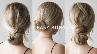 HOW TO 3 EASY Low Bun Hairstyles 💕 Perfect for Prom Weddings Work [upl. by Ameyn581]